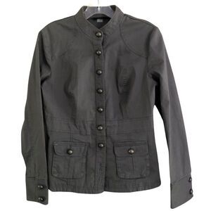 New York Company Gray Military Jacket Womens Sz 6 Y2K Utility Cotton Blazer FLAW